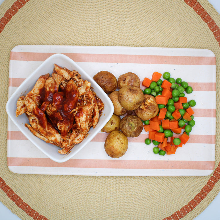 Low Carb - BBQ Chicken with Roasted Potatoes, Peas & Carrots