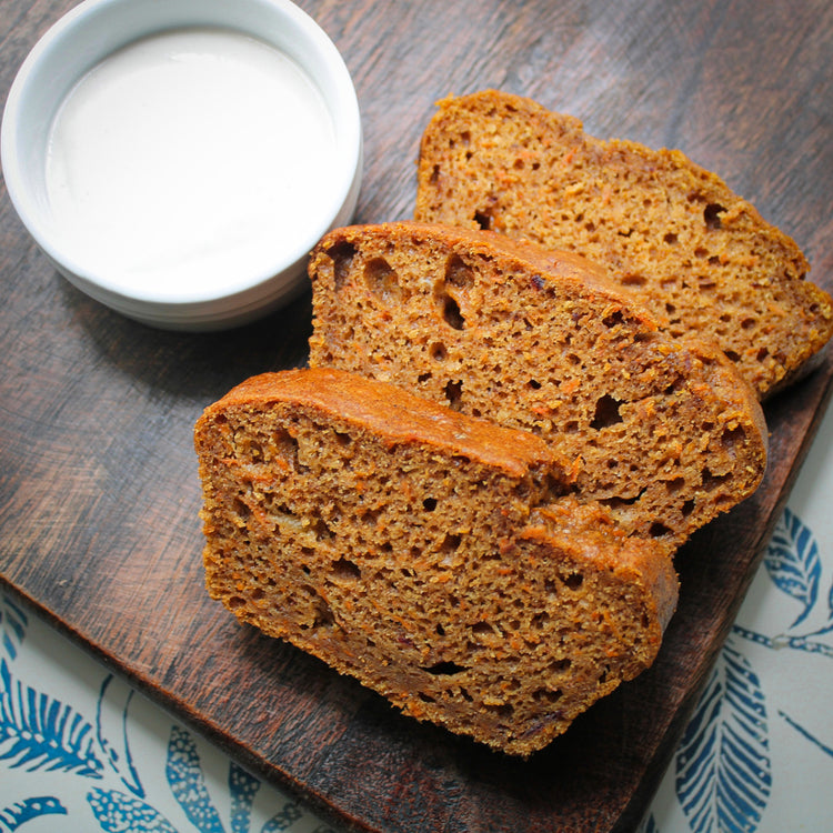 Carrot Cake Bread with Vegan Cream Cheese Icing
