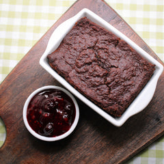 Chocolate Zucchini Bread with Mixed Berry Compote