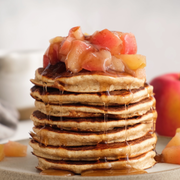 Low Carb - Pancakes with Cheesy Eggs & Apple Spice Compote